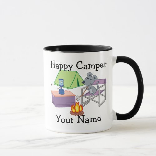 Happy Camper Personalized Cartoon Mouse Mug