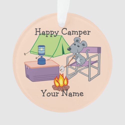 Happy Camper Personalized Cartoon Mouse Ornament