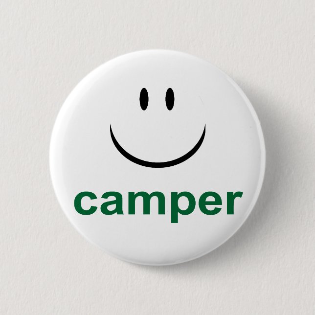 Happy Camper Pinback Button (Front)