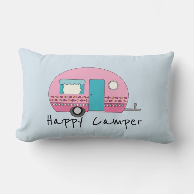 Happy Camper Pink RV Lumbar Pillow (Front)