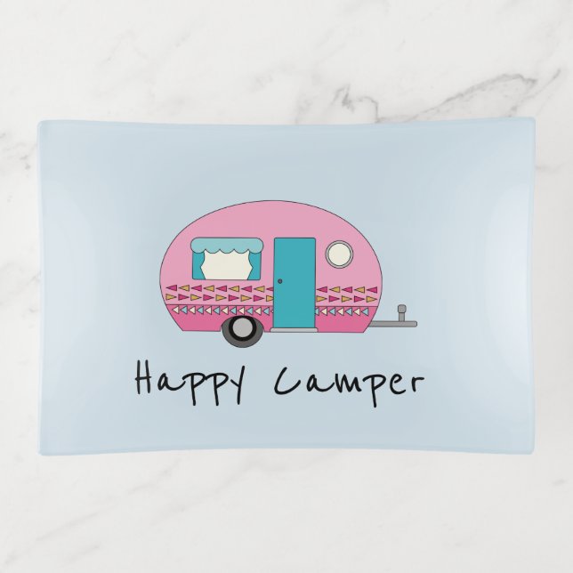 Happy Camper Pink RV Trinket Tray (Front)