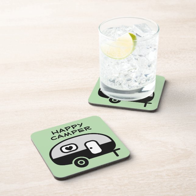 Happy Camper plastic coaster for trailer home (Right Side)