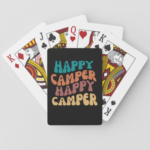 Happy Camper Quote Retro Wavy Text Poker Cards