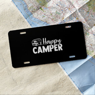 Happy Camper Quote (White) License Plate