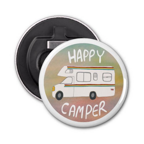 Happy Camper Rainbow RV Sunset Motorhome RVing Bottle Opener