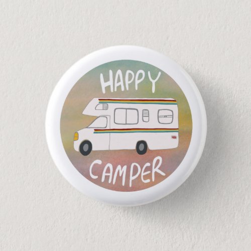 Happy Camper Rainbow RV Sunset Motorhome RVing Button