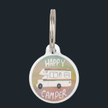 Happy Camper Rainbow RV Sunset Motorhome RVing Pet ID Tag<br><div class="desc">Hey Happy Campers! 
 Hit the road with this sweet pet ID tag with a vintage retro camper. Customize it by adding your own text to the back side. Check my shop for more!</div>