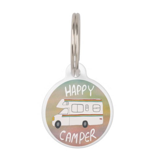 Happy Camper Rainbow RV Sunset Motorhome RVing Pet ID Tag