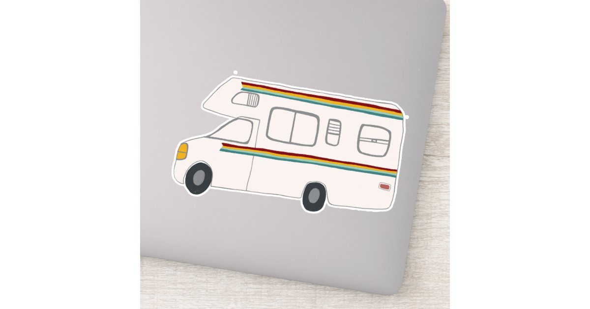 Happy Camper Rainbow RV Sunset Motorhome RVing Sticker | Zazzle.com