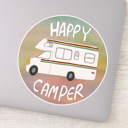 Happy Camper Rainbow RV Sunset Motorhome RVing Sticker