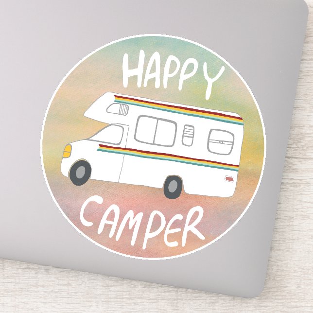 Happy Camper Rainbow RV Sunset Motorhome RVing Sticker (Detail)