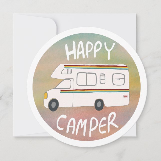 Happy Camper Rainbow Sunset Motorhome RVing Card (Front)