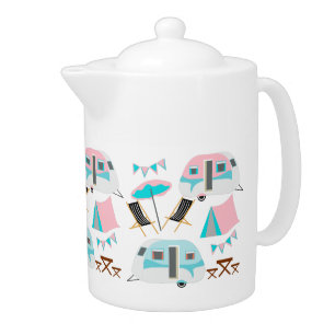 Happy Camper Retro Caravan Camping Teapot