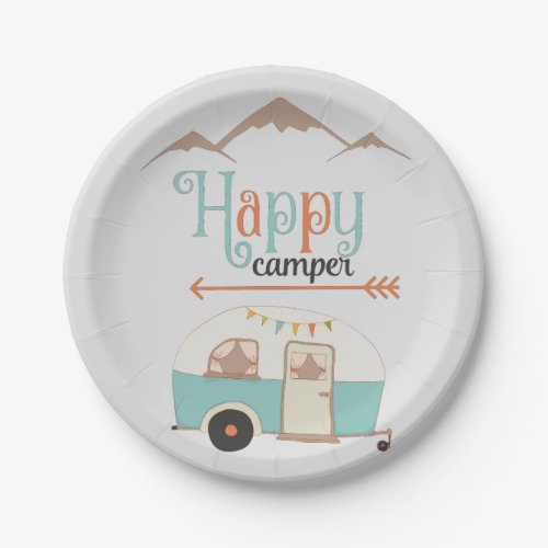 HAPPY CAMPER RETRO PAPER PLATES