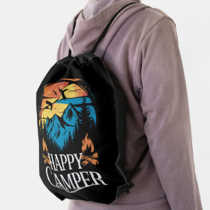 Happy Camper Retro Vintage Matching Camping Crew Drawstring Bag