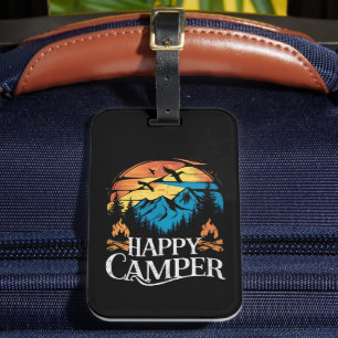 Happy Camper Retro Vintage Matching Camping Crew Luggage Tag