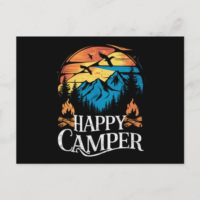 Happy Camper Retro Vintage Matching Camping Crew  Postcard (Front)