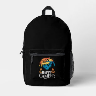 Happy Camper Retro Vintage Matching Camping Crew Printed Backpack