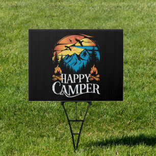 Happy Camper Retro Vintage Matching Camping Crew Sign