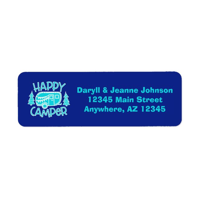 Happy Camper RV Camping Motorhome Return Address Label (Front)