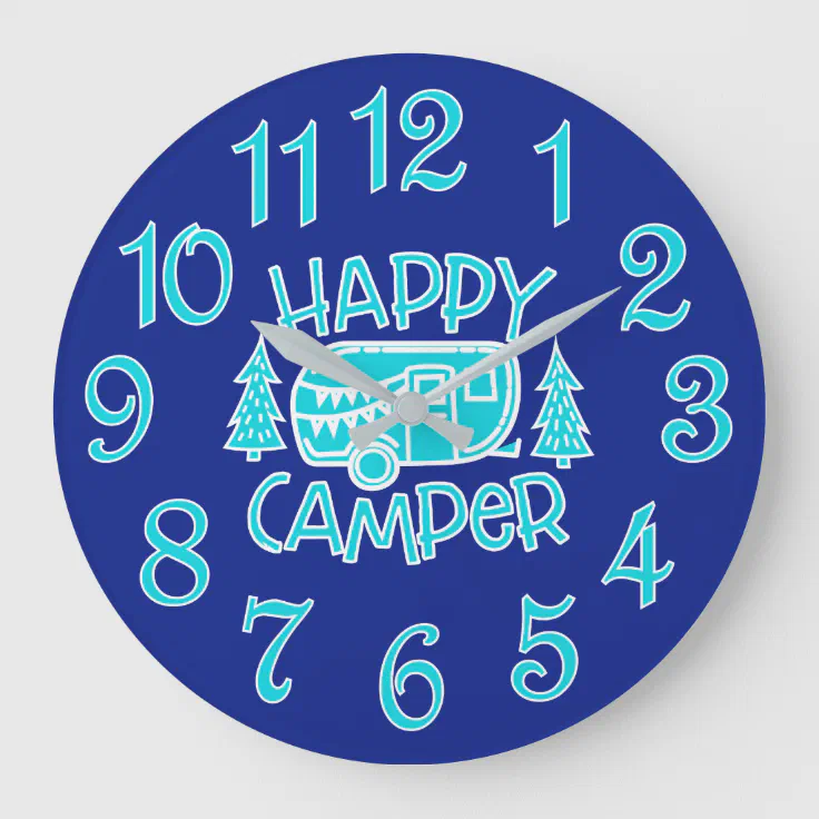 Happy Camper RV Camping Traveler Wall Clock Zazzle