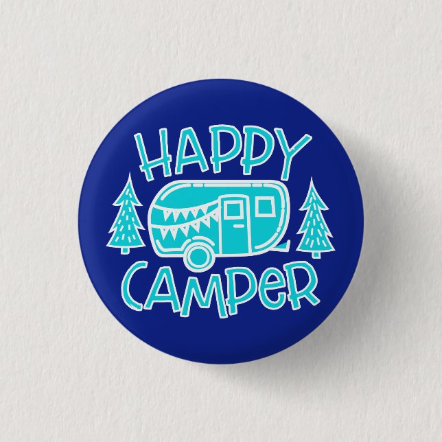 Happy Camper RV Life Summer Motorhome Travel Button (Front)