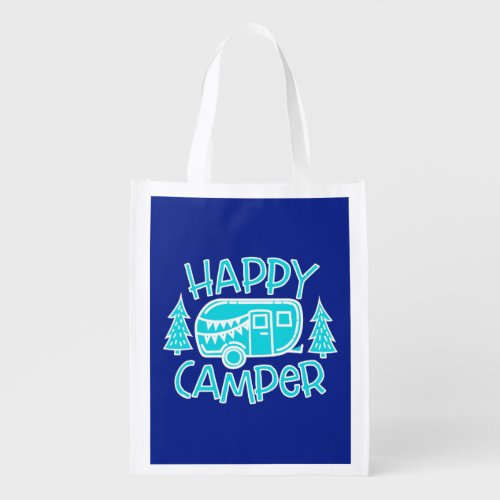 Happy Camper RV Life Summer Travel Resuable Grocery Bag