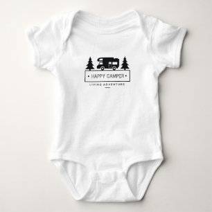 Happy Camper RV Motorhome Black and White Baby Bodysuit