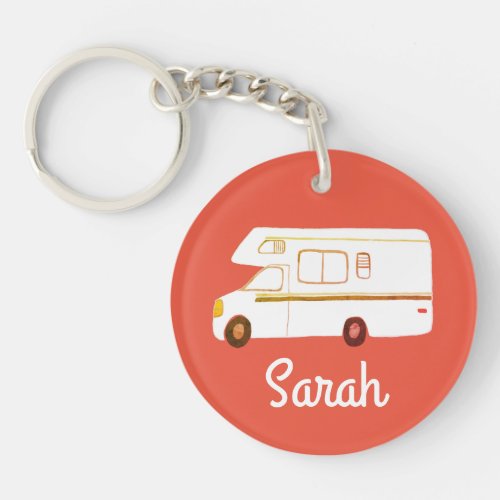 HAPPY CAMPER RV Motorhome Camper CUSTOM Keychain