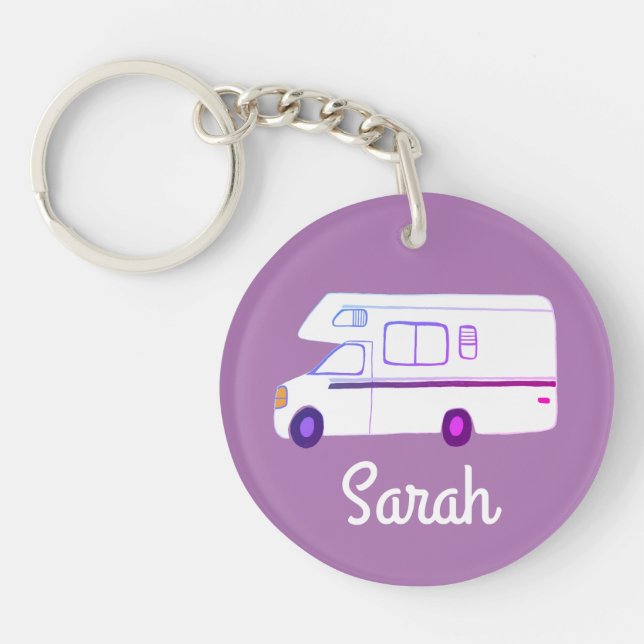 HAPPY CAMPER RV Motorhome Camper CUSTOM Keychain (Front)