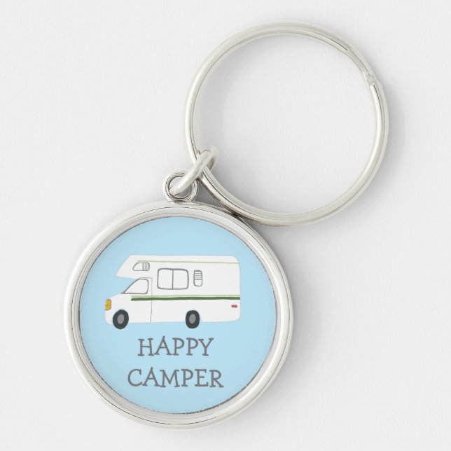 HAPPY CAMPER RV Motorhome Camping CUSTOM Keychain (Front)