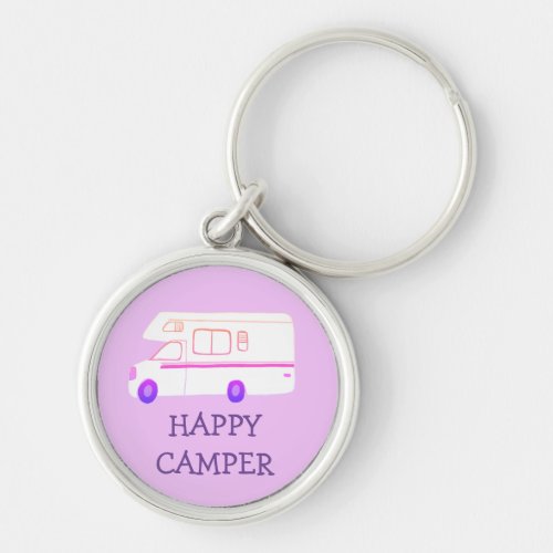 HAPPY CAMPER RV Motorhome Camping CUSTOM Keychain