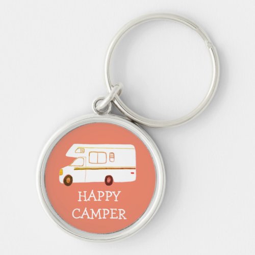 HAPPY CAMPER RV Motorhome Camping CUSTOM Keychain