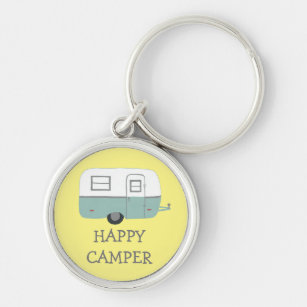 Happy camper caravan trailer park at twilight keychain