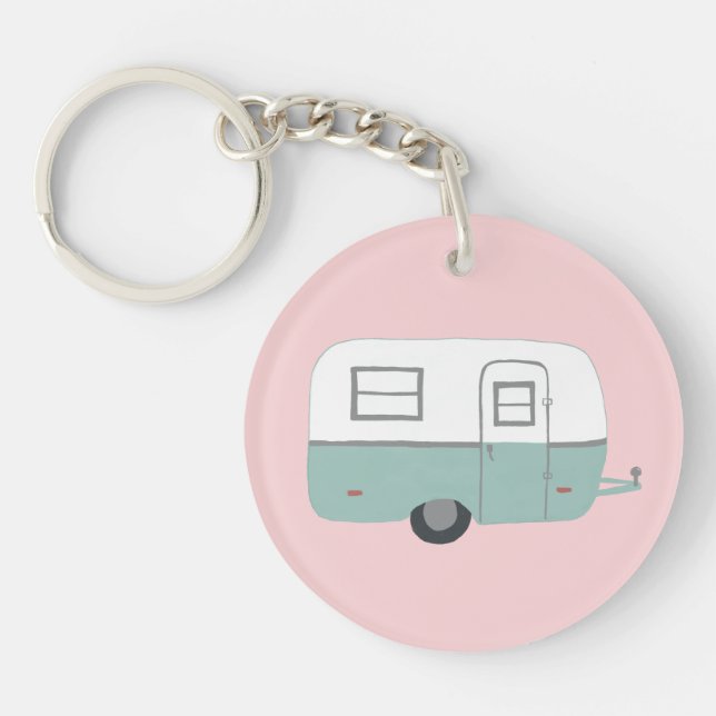 HAPPY CAMPER RV Trailer Camping CUSTOM Keychain (Front)