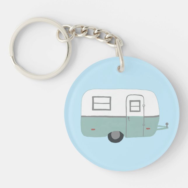 HAPPY CAMPER RV Trailer Camping CUSTOM Keychain (Front)