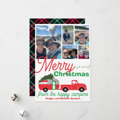 Happy Camper RV Travel Trailer Christmas Photos Holiday Card
