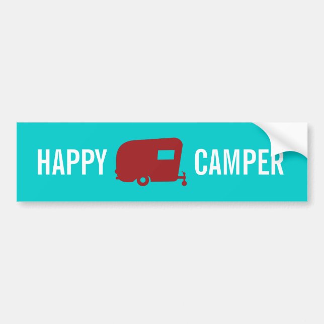 Happy Camper - RV - Travel Trailer Humor Bumper Sticker (Front)