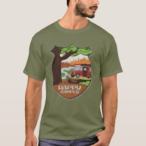 Happy Camper RV Traveler Outdoors T_Shirt