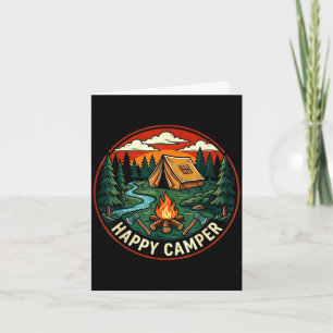 Happy camper seek adventure camping campfire card