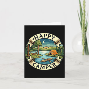 Happy camper seek adventure camping campfire card