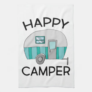 Happy Camper Sign Kitchen Towel