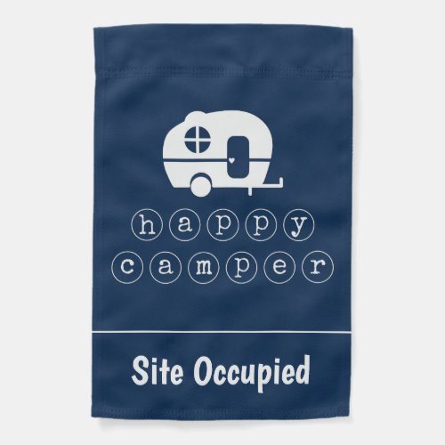 Happy Camper Site Occupied Camping Flag Navy Blue Garden Flag