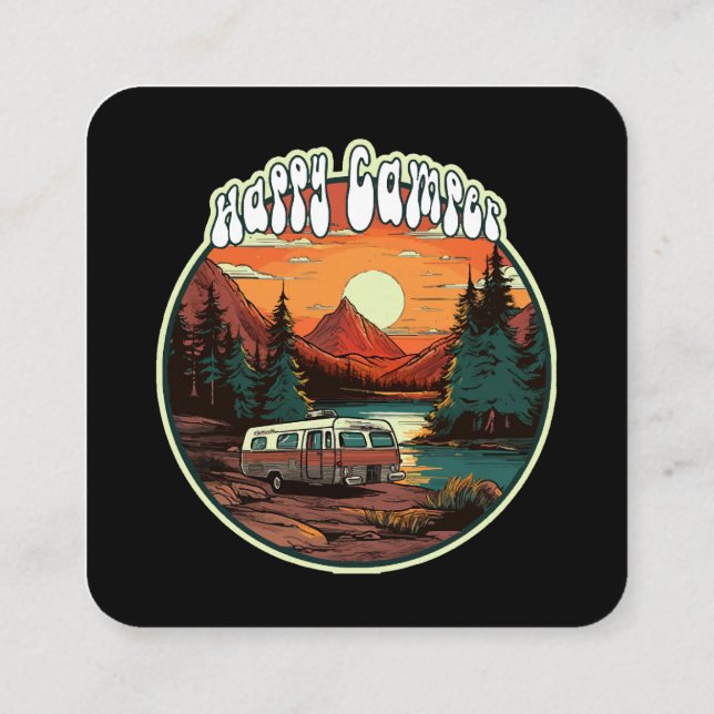 Happy Camper Square Business Card (Back)