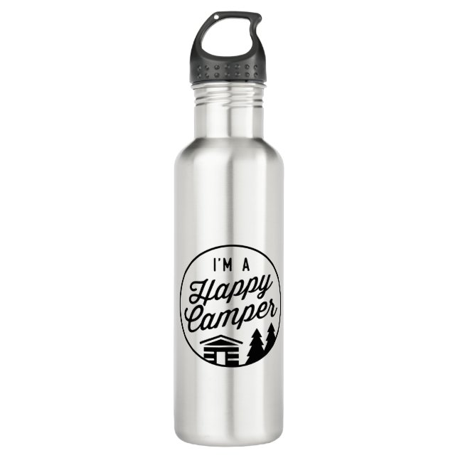 Happy Camper Stainless Steel Water Bottle (Front)