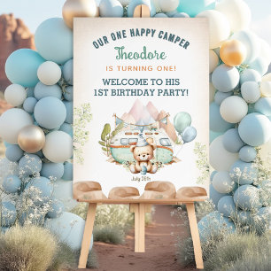 Happy Camper Summer 1st Birthday Boy Welcome Foam Board