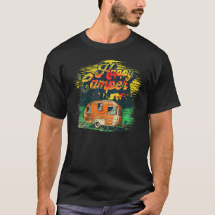Happy Camper Summer Camp Glamping Retro Vintage T-Shirt