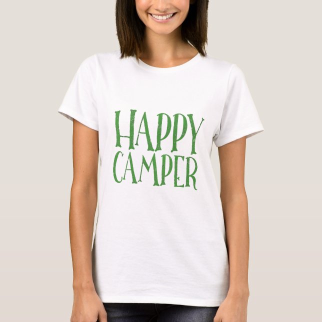 Happy Camper t-shirt in buffalo red plaid (Front)
