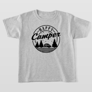 Happy Camper T Shirt Trees Stars and Camp Trailer