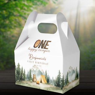 Happy Camper Teddy Bear 1st Birthday Favor Boxes